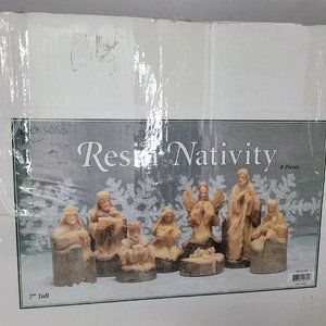 Vintage DICKSONS 8 Piece Nativity Set Resin Figures 7in w/ Box no. CHNAT-269